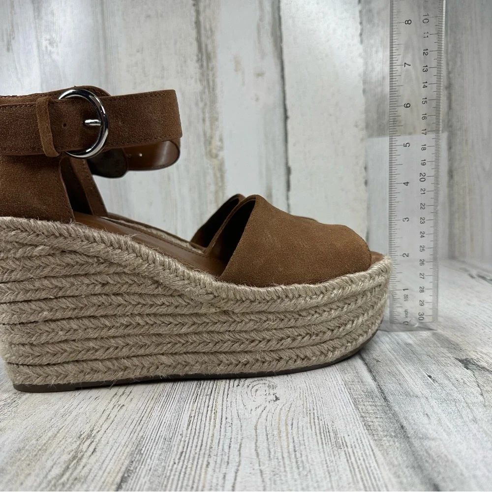 New Marc Fisher Alita Platform Leather Suede Wedge Espadrille Sandal #723